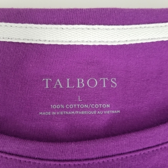 Talbots Purple Snow globe Festive Crewneck Long Sleeve Tee Size L - Picture 5 of 9